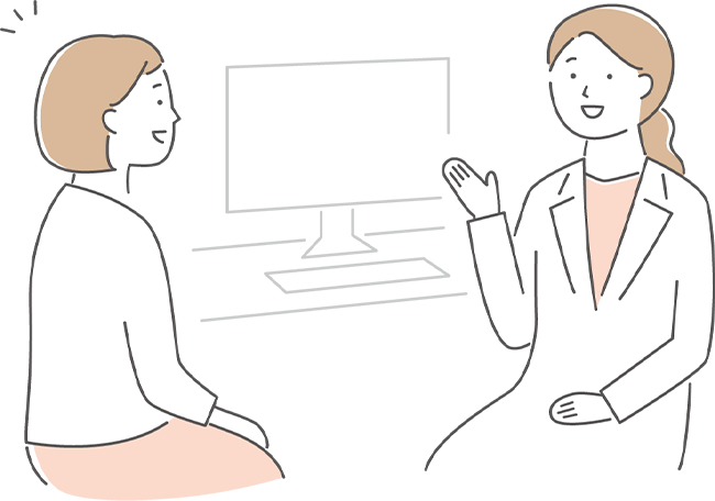 女性医師と女性患者の受診風景 イラスト